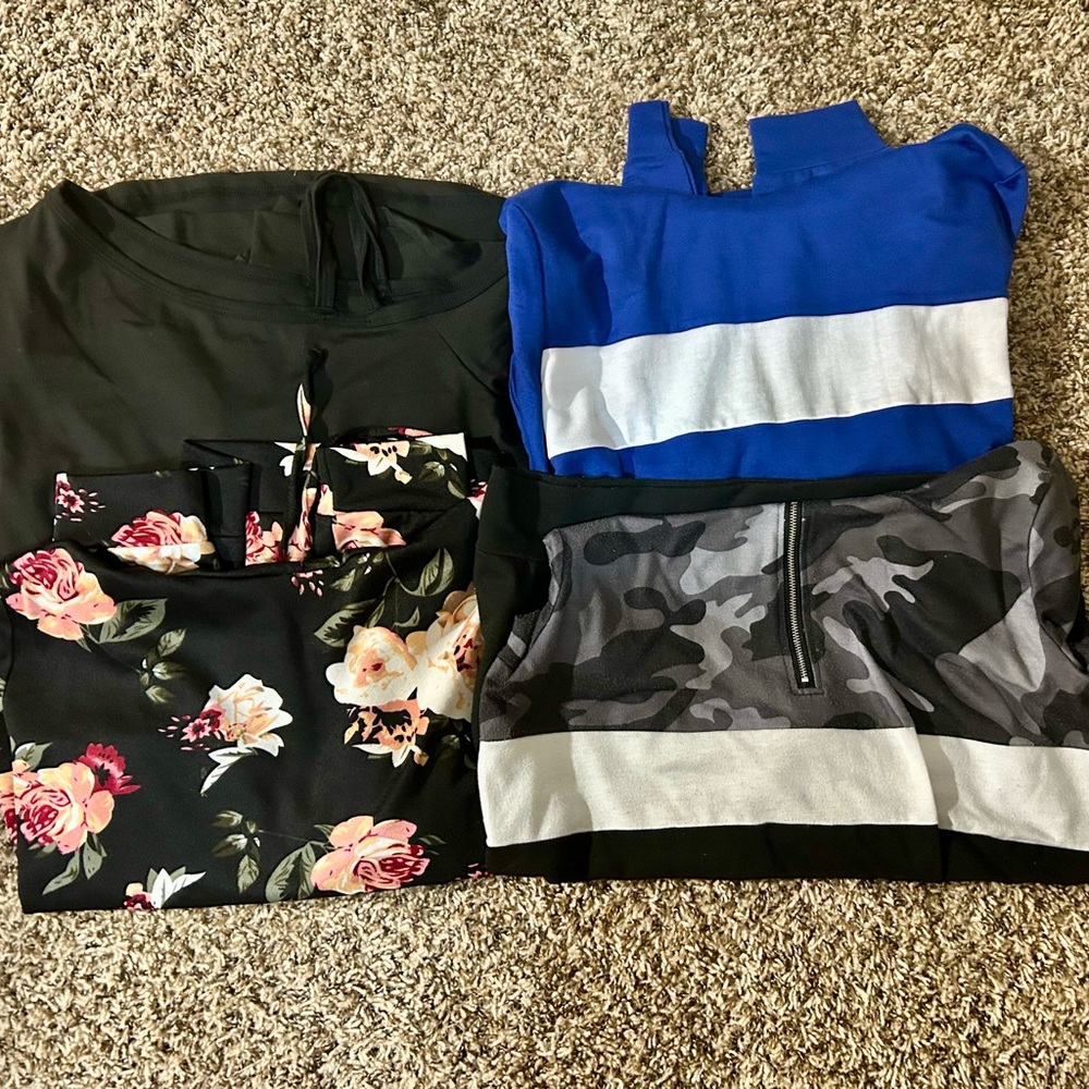 Floral and Camouflage Women's Tops Set